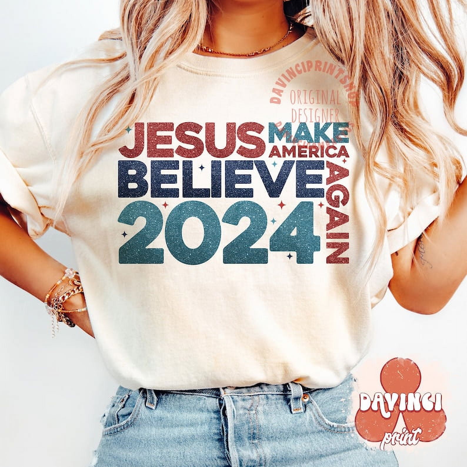 [WHITE] Jesus 2024 Make America Pray Again Christian Shirt