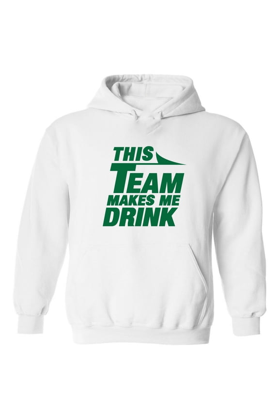 WHITE Jets This Team Makes Me Drink Hooded Sweatshirt ADULT