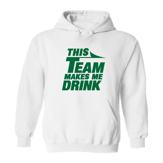 WHITE Jets This Team Makes Me Drink Hooded Sweatshirt YOUTH LARGE