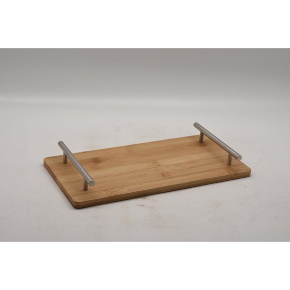 Jiallo Rectangular Brown Bamboo Tray With Handle HC-ST03733BM4