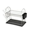 thumbnail image 1 of WHITE LABEL Stainless Steel 2-Tier Dish Rack With Dripping Tray (Silver), 1 of 2