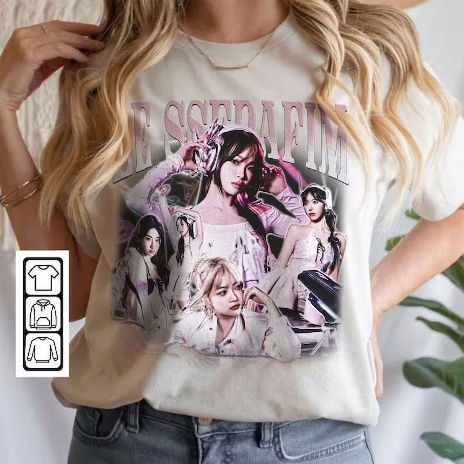 [WHITE] Le Sserafim Kpop Shirt, Le Sserafim Perfect Night Album