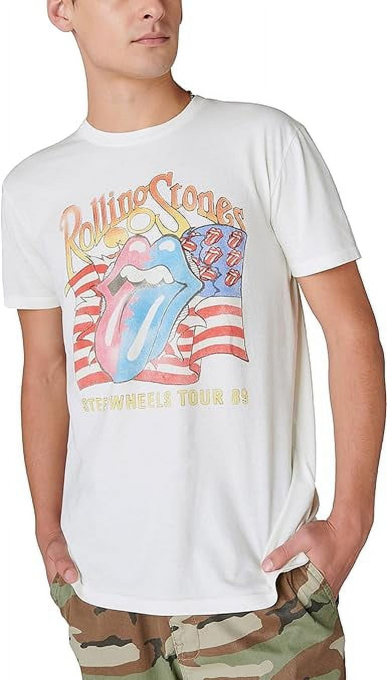 [WHITE] Lucky Brand Mens Rolling Stones Steel Wheels Tee