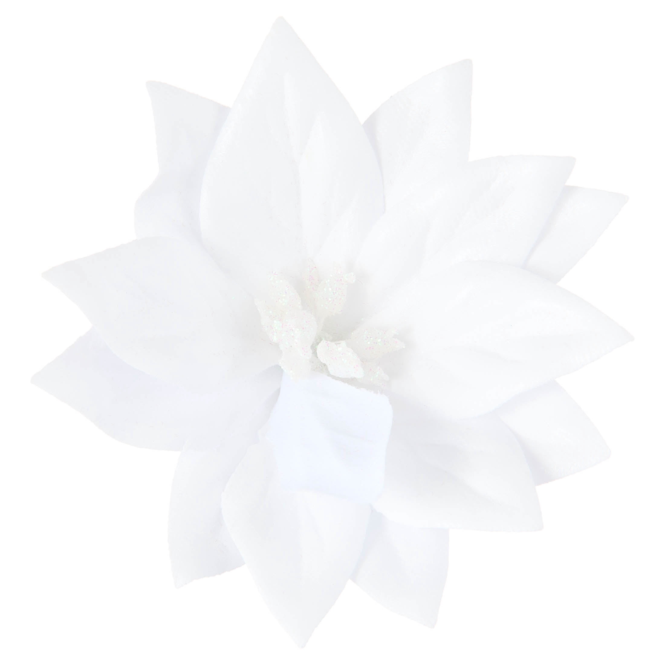 White Poinsettia Mini Christmas Clip Ornament, 4", by Holiday Time