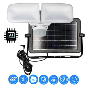 AI-Smart Motion Activated Solar LED Area Light Dual-Side Solar Panel Outdoor Solar Powered LED Light with 1200 Lumens, Dusk-to-Dawn Intelligent Illumination, White
