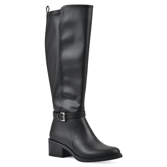WHITE MOUNTAIN Women's Custard Block Heeled Tall Shaft Riding Boot, Dk.Brown/Smooth, 8.5 M