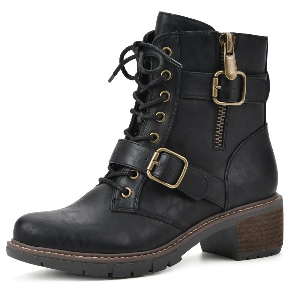 WHITE MOUNTAIN Women's Shoes Crank Block Heel Moto Boot