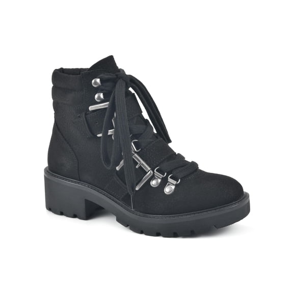 WHITE MOUNTAIN Womens Black 1 Platform Lace Up Buckled Straps Chunky Sole Cushioned Daytime Round Toe Block Heel Zip-Up Booties 11 M
