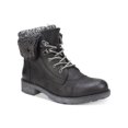 thumbnail image 1 of WHITE MOUNTAIN Womens Black Fuzzy Cuff Adjustable Sandro Round Toe Block Heel Lace-Up Booties 10 M, 1 of 4