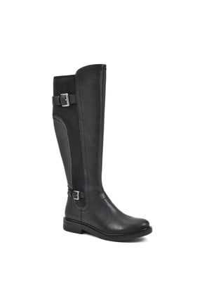 Womens Black Wide Calf Goring Meditate Round Toe Block Heel Zip-Up Riding Boot 6 M WC