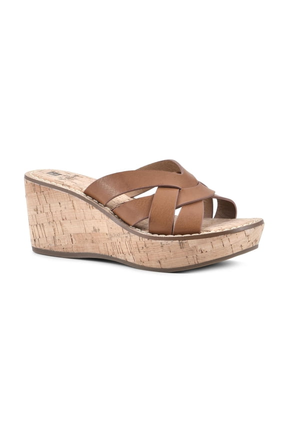 Womens Brown 1" Platform Strappy Padded Samwell Casual 10 M