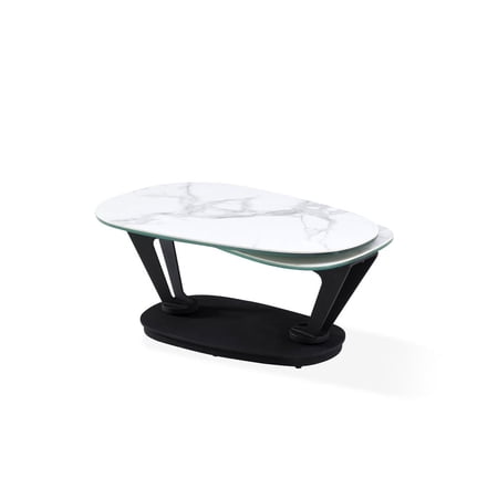 WHITE Motion Coffee Table with Cermanic Top and Metal base