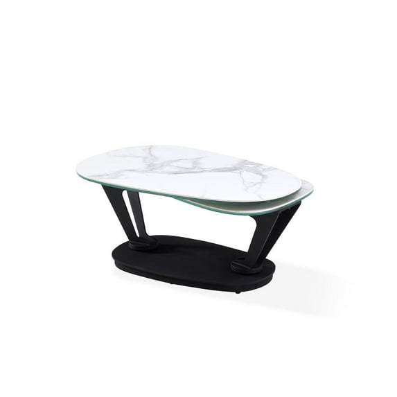 WHITE Motion Coffee Table with Cermanic Top and Metal base