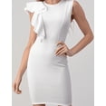 thumbnail image 1 of WHITE ONE-SIDE RUFFLED SLEEVE DRESS, 1 of 1