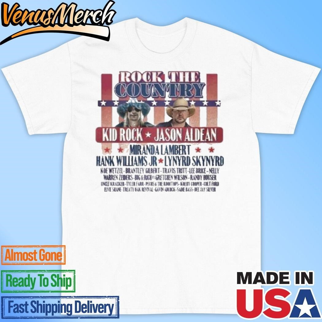 [WHITE] Official Kid Rock Jason Aldean Rock The Country 2024 Tour Fan T