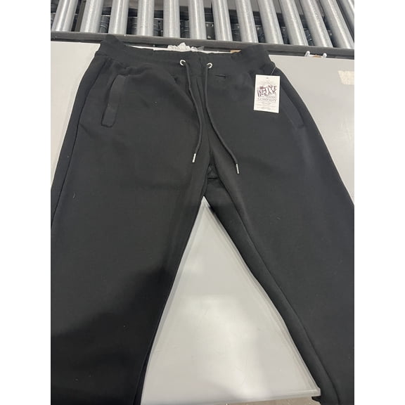 WHITE PEAK MENS SWEATPANTS FLEECE CASUAL SPORT JOGGERS - SIZE: MEN L - BLACK