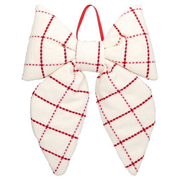 Red and White Plaid Decorative Christmas Bow, 15.5", by Holiday Time