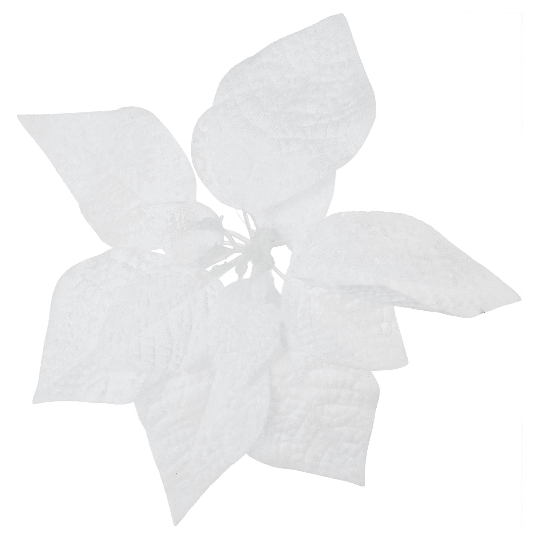 White Poinsettia Christmas Clip Ornament, 10.8", by Holiday Time