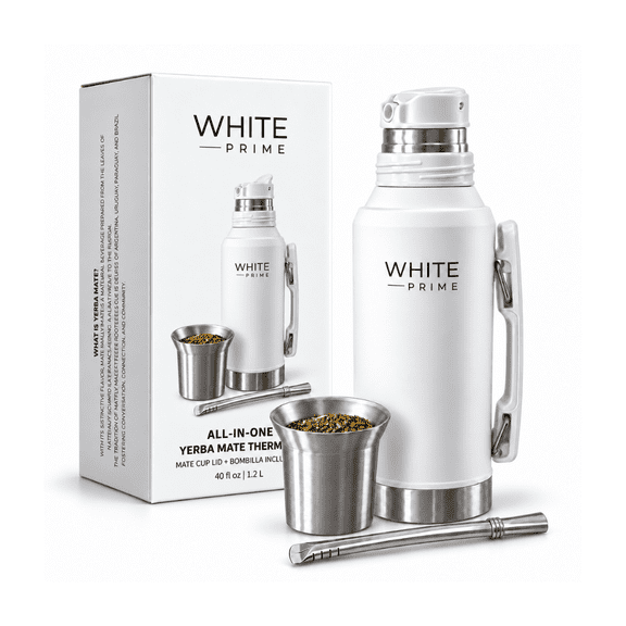 WHITE Prime All-in-One 1.2L Yerba Mate Thermos