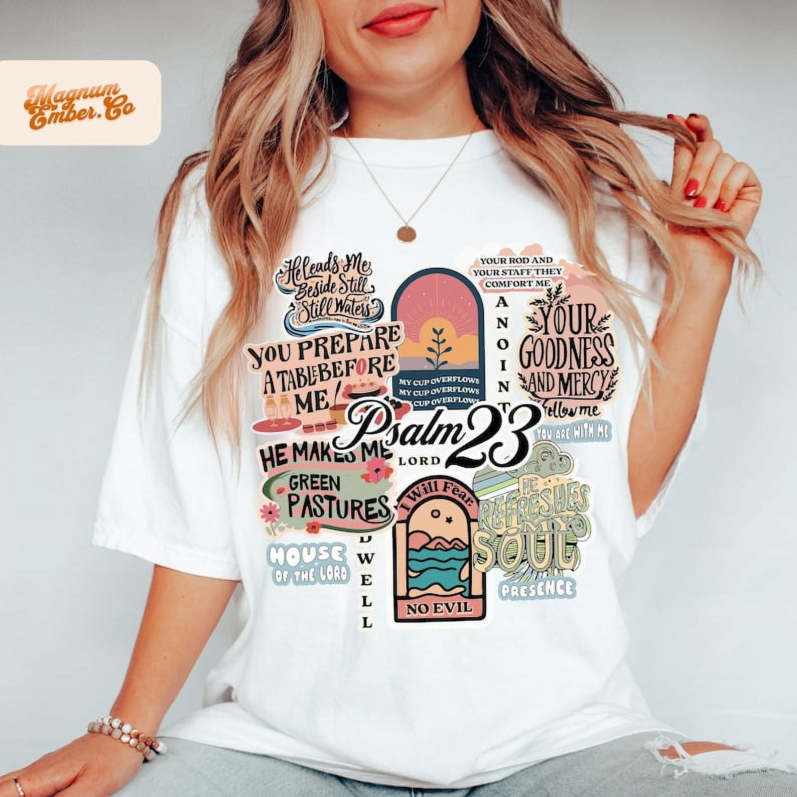 [WHITE] Psalm 23 Inspiration Christian Collage, Sublimation Designs