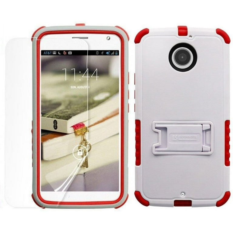 WHITE RED TRI-SHIELD CASE STAND SCREEN PROTECTOR FOR MOTOROLA MOTO