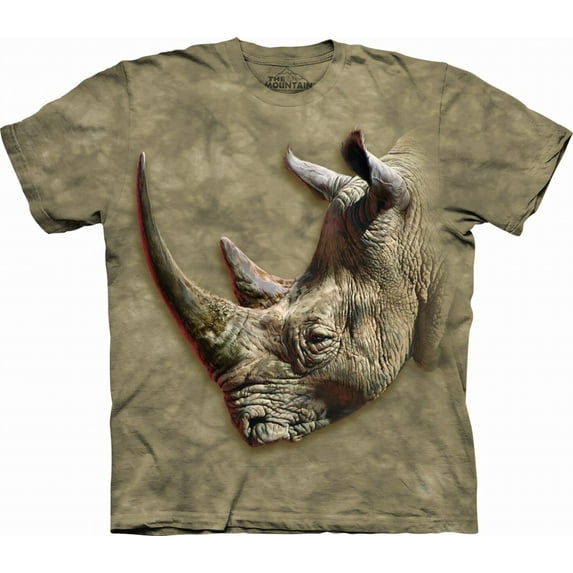 WHITE RHINO Small Cotton Rhinos T-Shirt Green Adult Men's Women's Short Sleeve T-Shirt