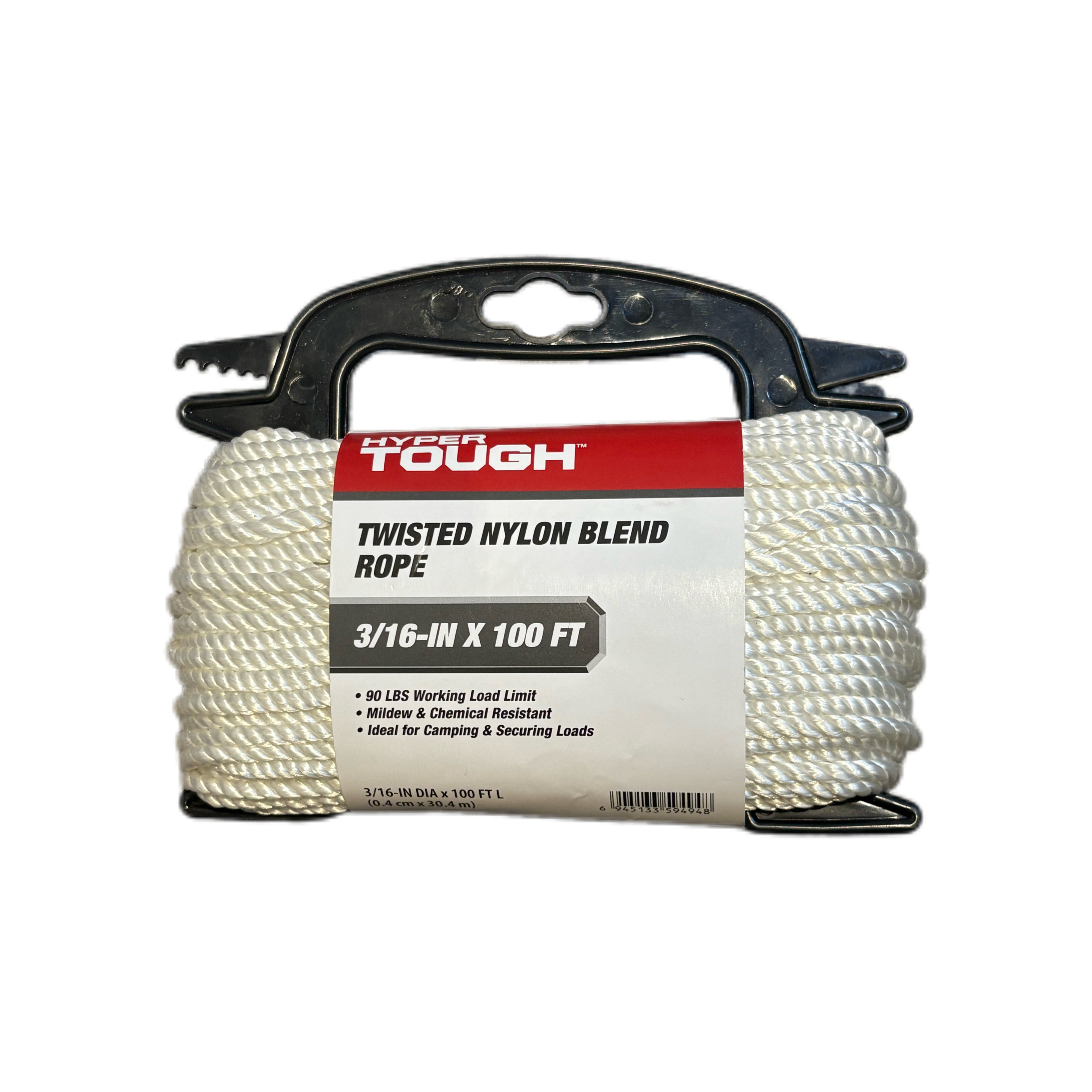 Hyper Tough Diameter 3/16 inch, 100 feet White Nylon Blend Twisted Rope, 1 Each
