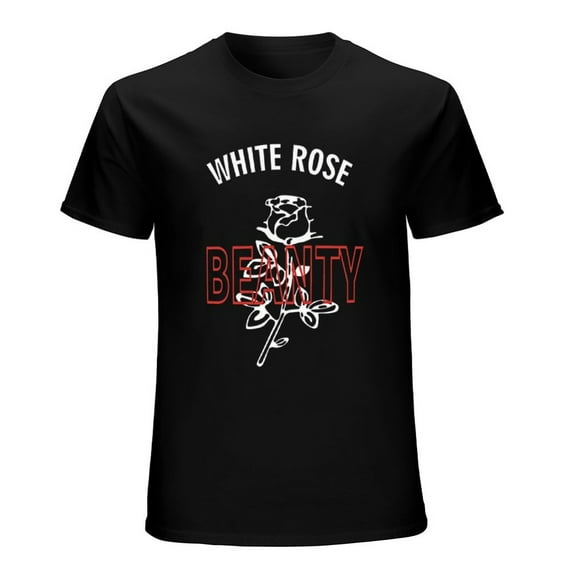 WHITE ROSE Men’s T-Shirt 100% Cotton Casual Short Sleeve Tops Gift Tee Black 4XL