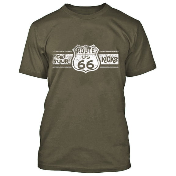 WHITE Route 66 Man TSHIRT Route Us 66 Get Your Kick Mens Tee Shirts Color Charcoal Size Small
