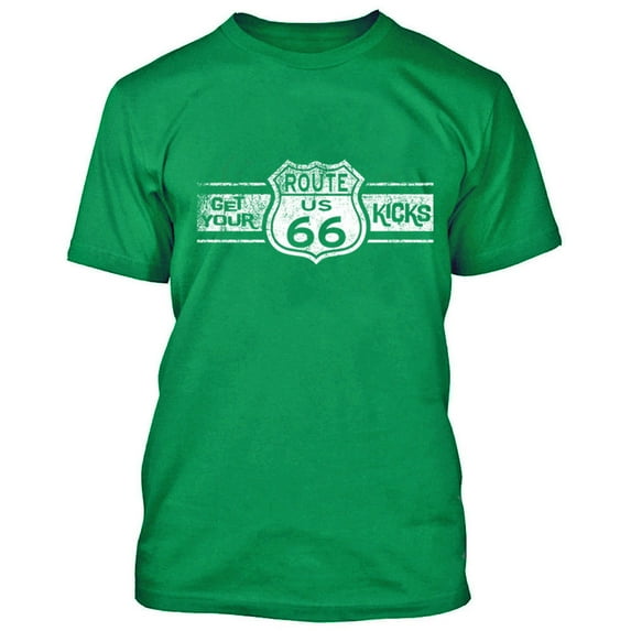 WHITE Route 66 Man TSHIRT Route Us 66 Get Your Kick Mens Tee Shirts Color Irish Green Size Medium