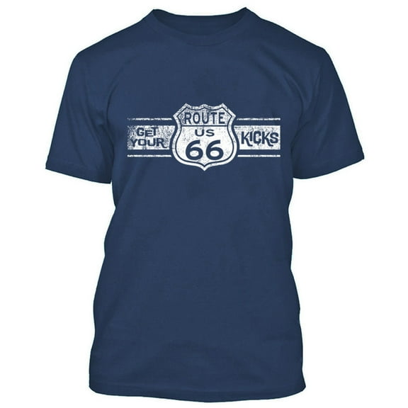 WHITE Route 66 Man TSHIRT Route Us 66 Get Your Kick Mens Tee Shirts Color Navy Blue Size Small