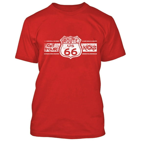 WHITE Route 66 Man TSHIRT Route Us 66 Get Your Kick Mens Tee Shirts Color Red Size Small