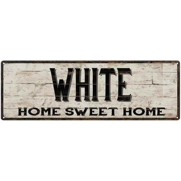 WHITE Rustic Home Sweet Home Sign Gift 6x18 Metal Decor 206180084020