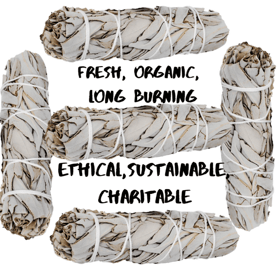 WHITE SAGE SMUDGE Sticks - 2, 3, 5 Pack Organic Sage Bundles Smudging Sticks, Sustainable, Fresh & Thickly Wrapped, High Grade Sage!