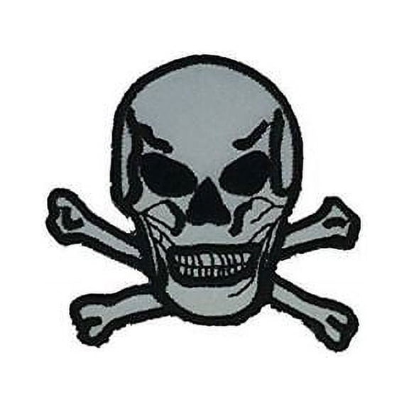 WHITE SKULL AND CROSS BONES PATCH DANGER POISON JOLLY ROGER BIKER MOTORCYCLE