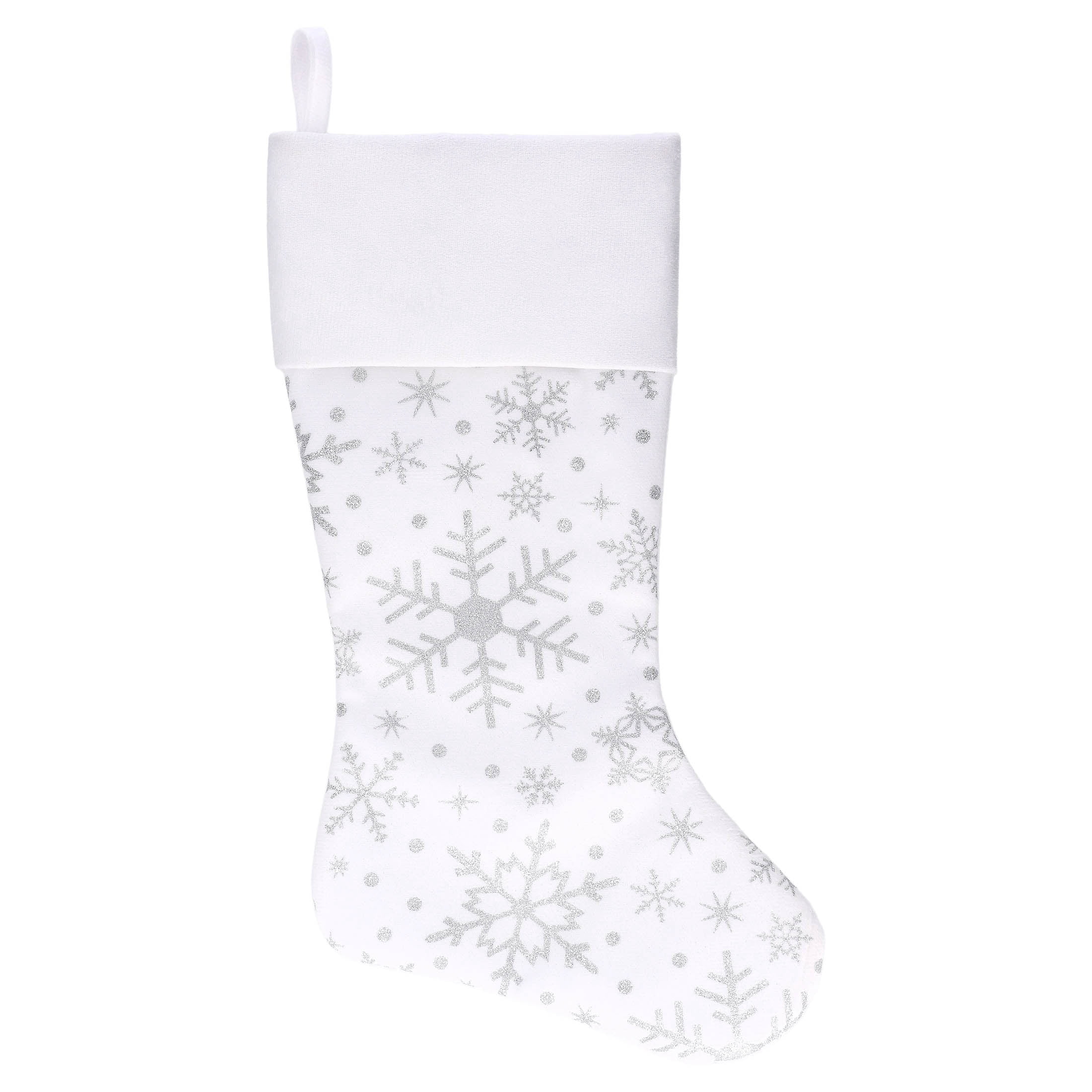 Velvet Snowflake Christmas Stocking, White, 18", by Holiday Time
