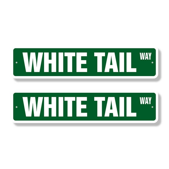 WHITE TAIL Classic Street Sign (2 Pack) deer doe hunter wild animal Road Sign | 4" X 18" Aluminum Metal Address Sign