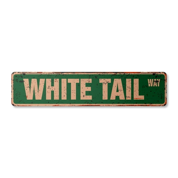 WHITE TAIL Vintage Plastic Street Sign deer doe hunter wild animal | Indoor/Outdoor |  18" Wide