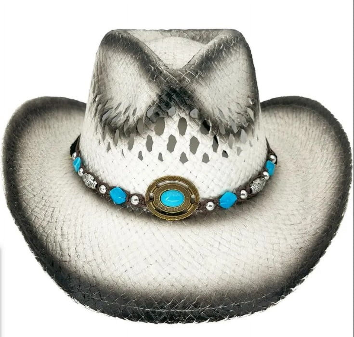 Packable Paper Straw Cowgirl Sun Hat - Ombre Western Beach Hat Wynona Packable Raffia Cowboy – Hemlock Hat Co main image 4