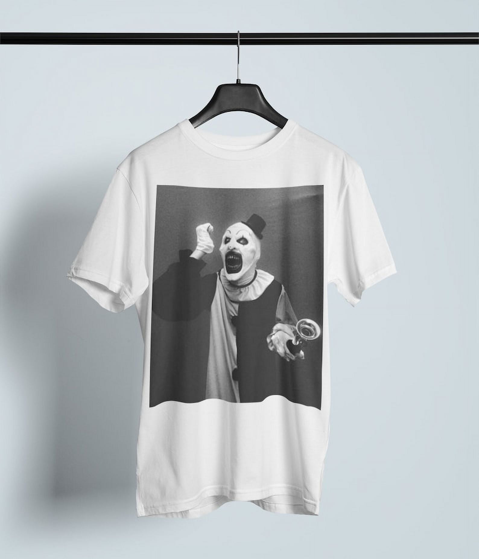 [WHITE] Terrifier Movie Art the Clown TShirt, Classic Horror Icon