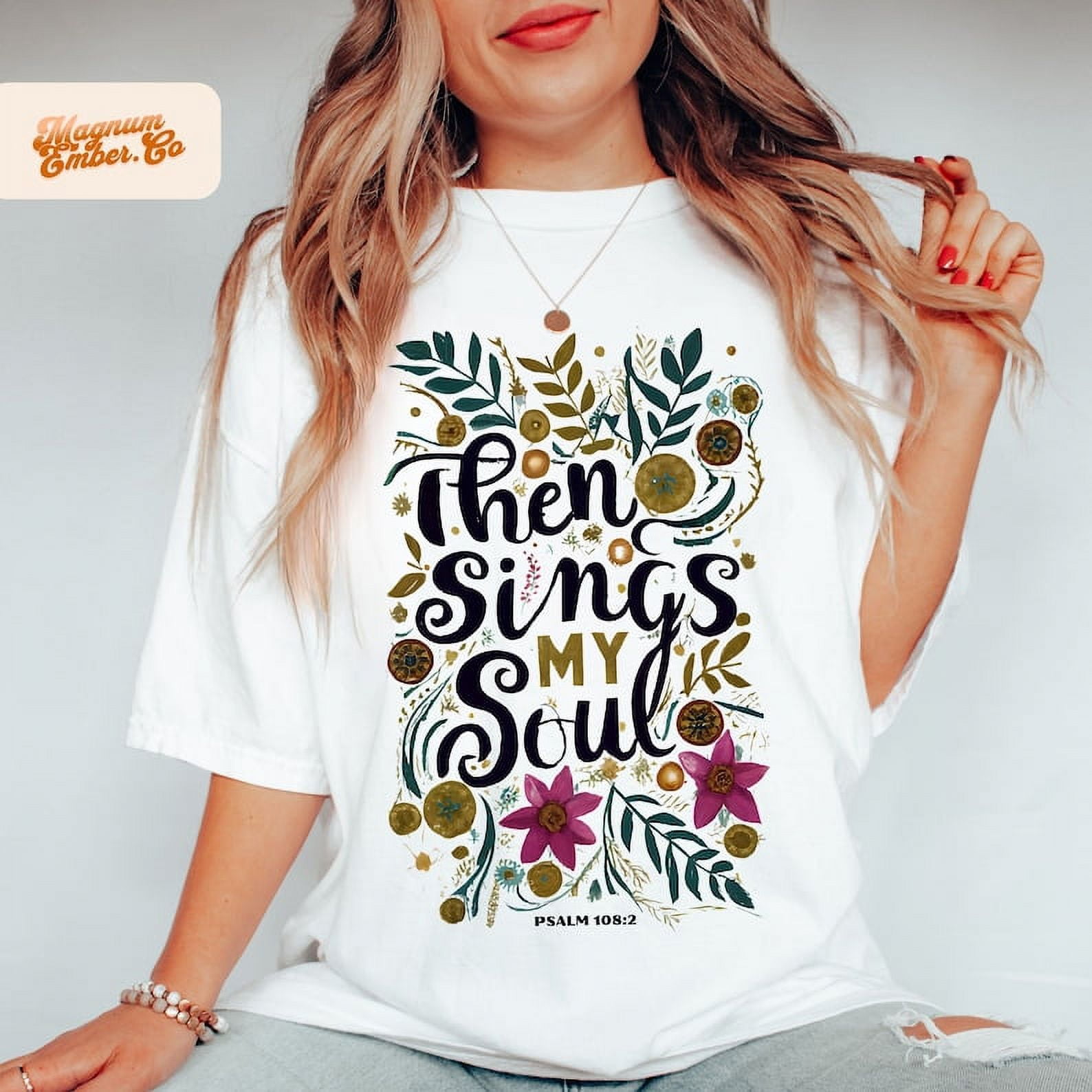 [WHITE] Then Sings My Soul Floral Christian , Psalm Scripture Popular