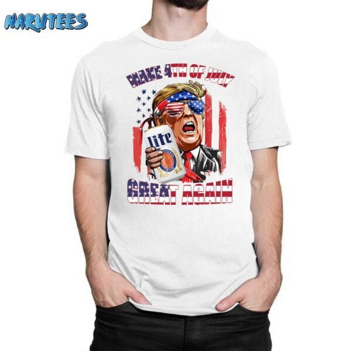 [WHITE] Trump Miller Lite Make 4th Of July Great Again Shirt