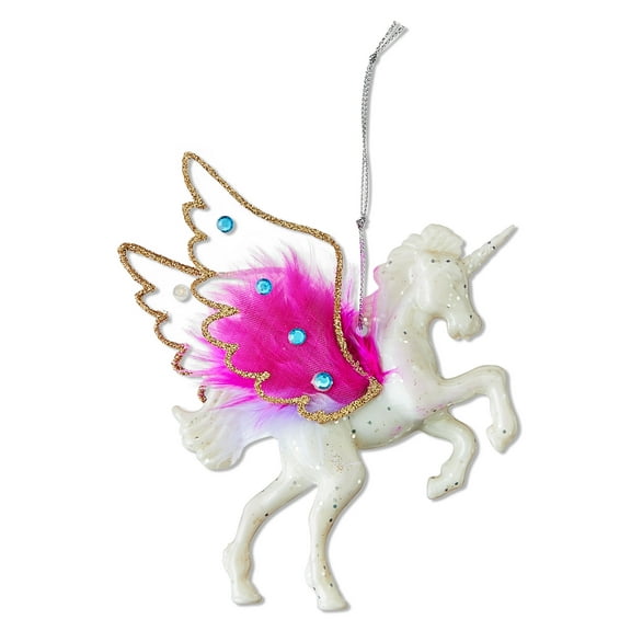 Pearl White Flying Unicorn with Fluffy Wings Christmas Ornament, 5.5", by Holiday Time