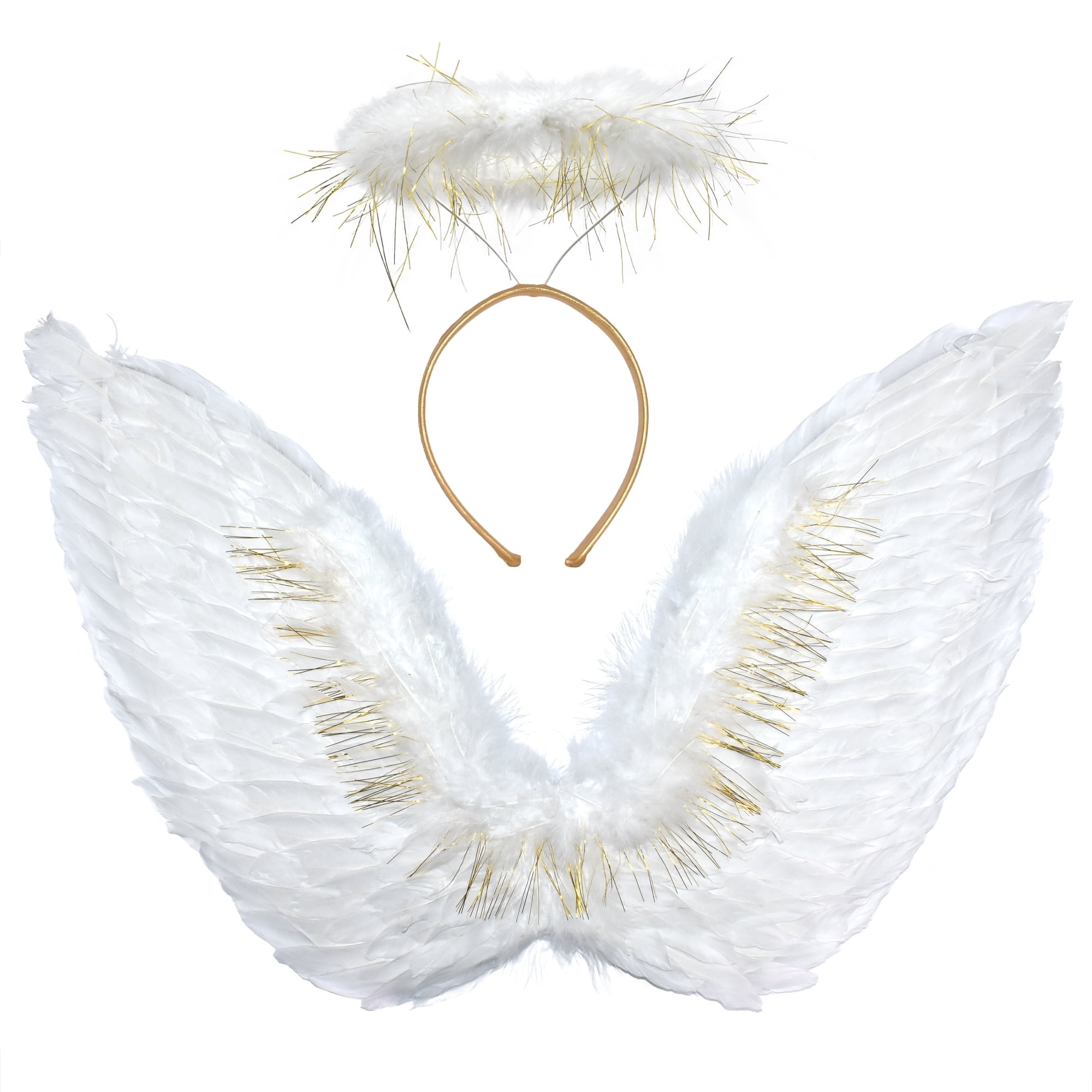 Angel Wings and Halo Costume Accessory for Adults, White, 2 Pieces, Halloween by Way To Celebrate