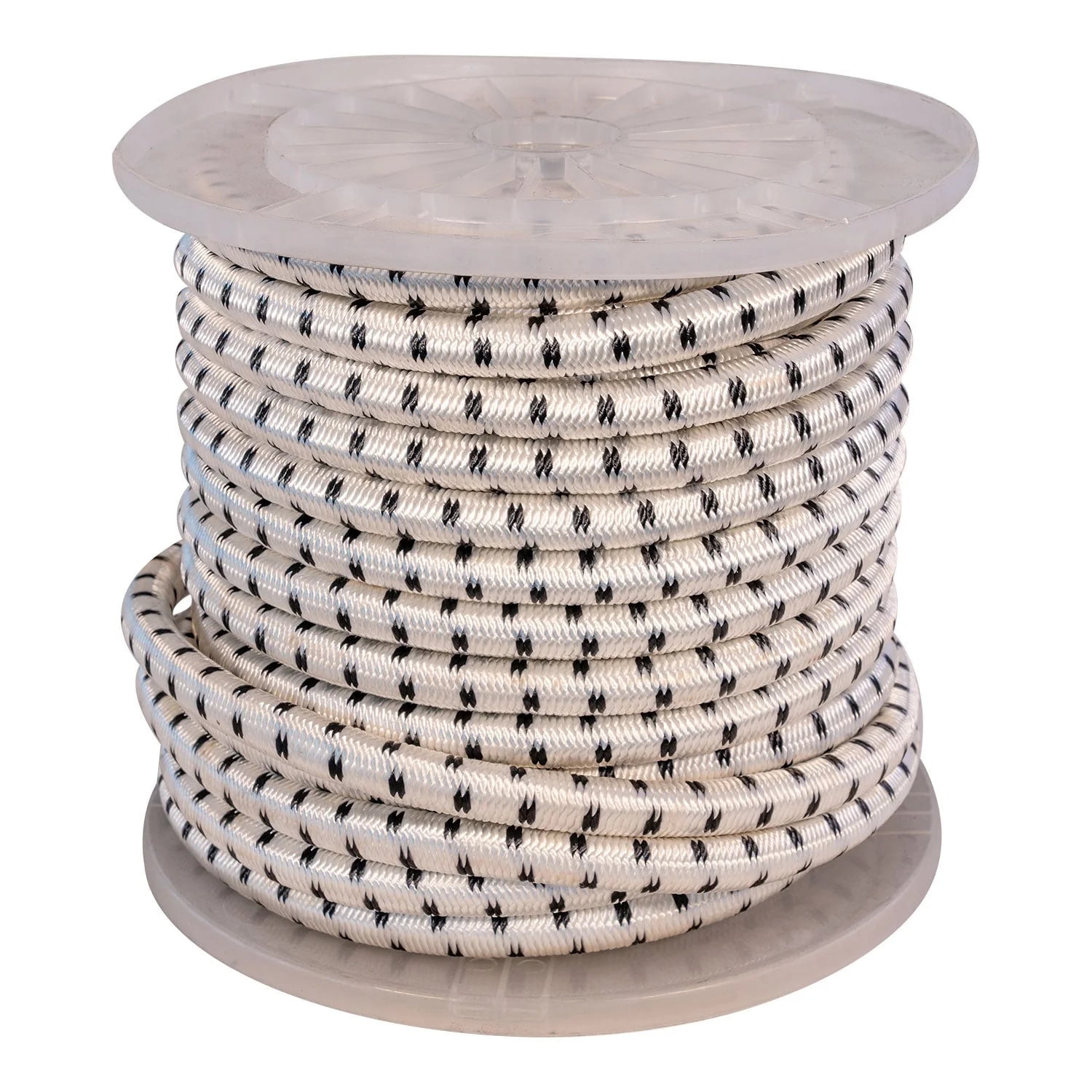 WHITE WITH BLACK TRACER 3/8" BUNGEE CORD 100' LENGHT