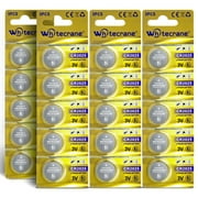 WHITECRANE CR2025 Lithium Coin Cell Batteries CR 2025 3V Button Battery Long-Lasting for Key Fobs & Watches (20-Pack)
