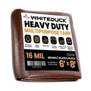 WHITEDUCK 6' x 8' Heavy Duty Tarp Cover Waterproof - 16 Mil Brown w/Grommets & Reinforced Edges
