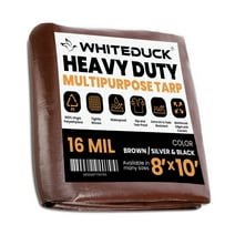 WHITEDUCK 8' x 10' Heavy Duty Tarp Cover Waterproof - 16 Mil Brown w/Grommets & Reinforced Edges