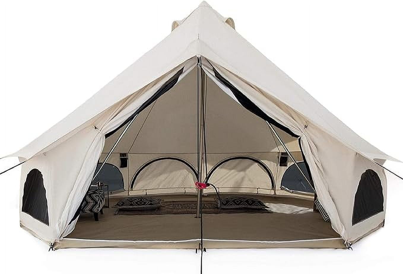 White 13' Canvas Bell Tent with Carry Bag for 6 Persons
