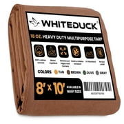 WHITEDUCK Brown 8x10 100% Canvas Tarp and Cover Waterproof Heavy Duty 18 oz w/Rustproof Grommets